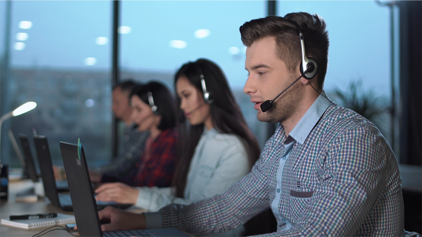 staff in a contact centre